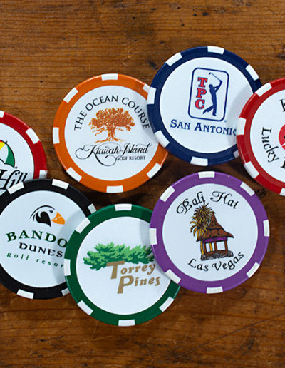 seven top golf course custom logo poker chip ball markers