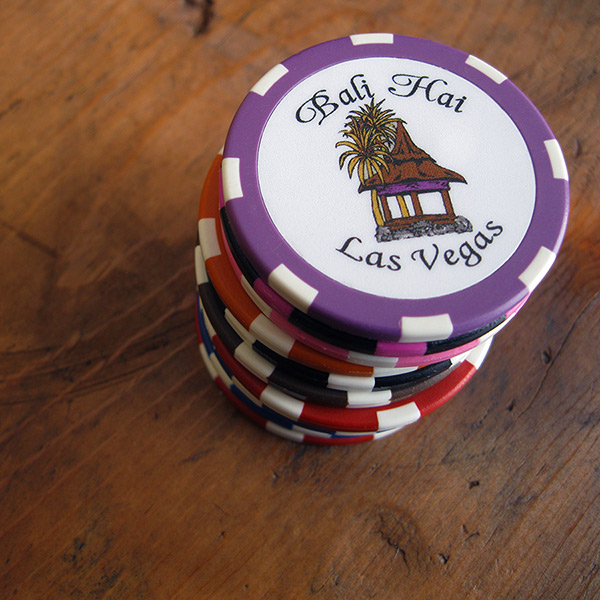 Bali Hai Golf Course custom poker chip ball marker in purple
